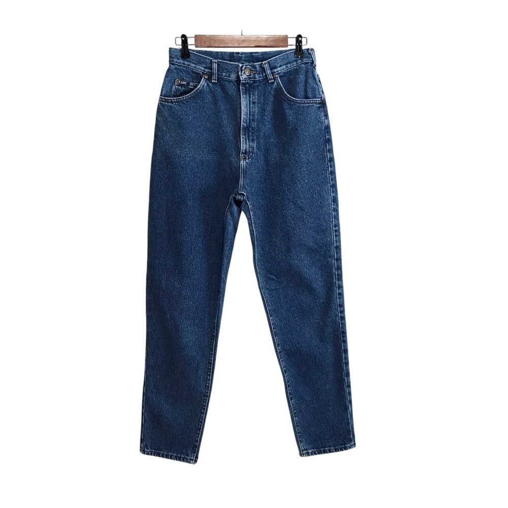 Lee Vintage 80s Jeans Tapered Leg High Waisted Union Made Mom Jeans Navy Blue